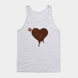 chocolate heart and paw prints Tank Top